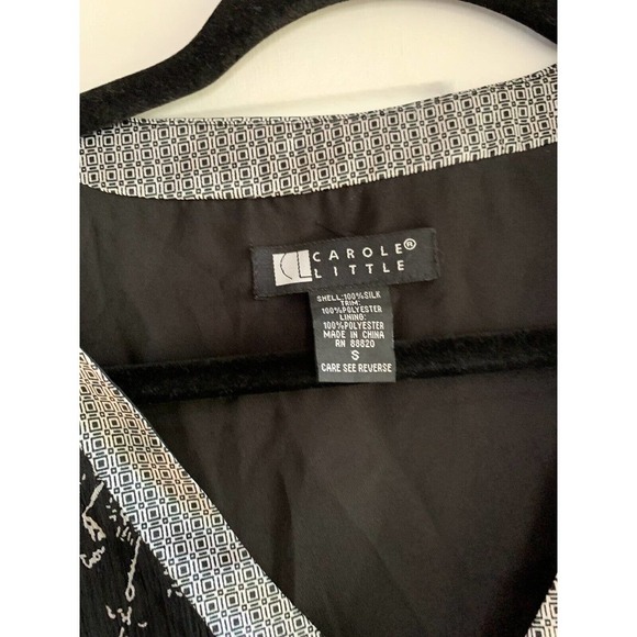 Carole Little Black‎ Silk Blouse Size Small Paisley Floral White Blouse - Picture 3 of 6